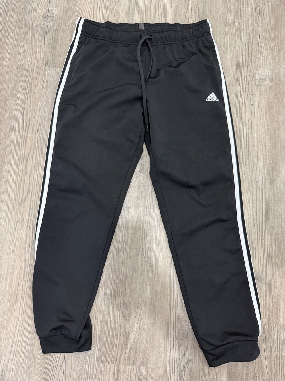 adidas Black Joggers with White Side Stripes - Kids